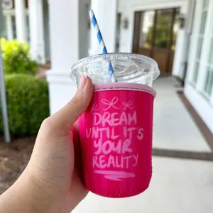 "Dream Until It's Your Reality" Iced Coffee Coozie / Matcha Coozie / Drink Sleeve / Koozies