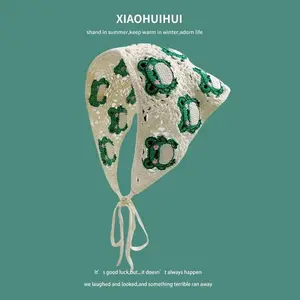 French Ins Knitted Lace Triangle Scarf Women 2024 New Retro Versatile Headscarf Hat Bundle Hair Photo Bag Head Hat Headband
