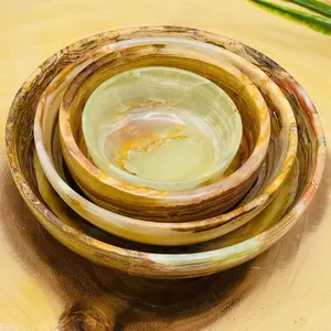Banded Green Onyx Bowl | Crystal Bowl | Decorative & Serving Bowl | Detergent Safe and Easy to Clean | Holiday Gift