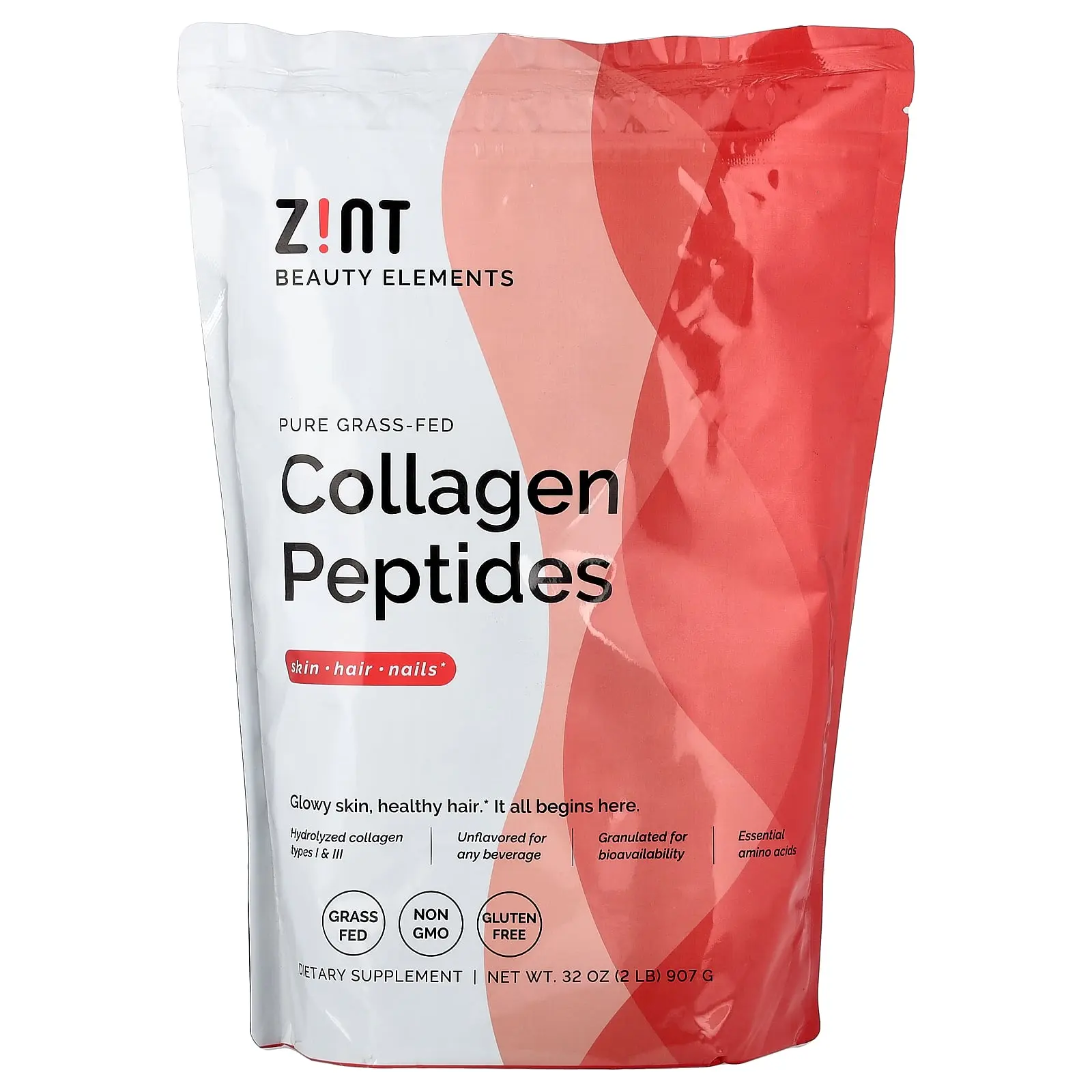 Zint Pure Grass-Fed Collagen Peptides, Unflavored, 32 oz (907 g)