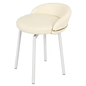 Explorinox Modern Vanity Chair with Gold Metal Legs, Armless Makeup Chair with Unique Backrest, Stylish Dressing Stool for Makeup, Nail Salon, Bedroom & Home Office