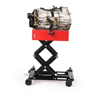 450 lbs Adjustable 7-23" Height Low Profile Power Transfer Jack Black Body,for Auto Repair, Safety Straps, 4 Swivel Wheels,  Black Fork, Red Cover Plate Heavy Duty Lifting Tool