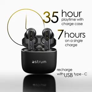 ASTRUM Headphones XZ PRO Hybrid ANC Earbuds, Bluetooth 5.3, Touch Control, IPX4, Adaptive aptX, Up to 7H Playtime, Metal Charging Case, iPhone/Android (Black) Audio Cancelling