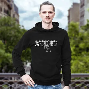 Scorpio Unisex Designer Hoodie - Athletic, Double-Needle Stitching, Set-In Sleeves, Air Jet Spun Yarn Casual Menswear Knit Pullover Zodiac Sweatshirt