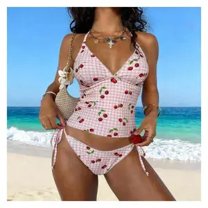 2026 New Gingham Tankini Swimsuit Women - Sweetheart Neckline Two Piece Bathing Suit - Retro Vintage Style Beach Swimwear - Adjustable Straps
