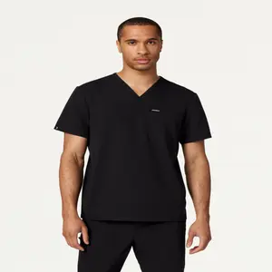 Platt Men’s V-Neck Scrub Top (3 Pockets), Soft 4-Way Stretch Fabric, Wrinkle-Resistant & Durable Medical Wear