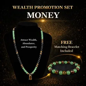 [Buy Necklace Free bracelet]Money Attraction Necklace Set with Green Aventurine & Tiger Eye, beaded jewelry protection bracelet encouragement gift fashion artificial bracelet of the day Colorblock Beaded Crystal Bracelet , Good Luck & Abundance