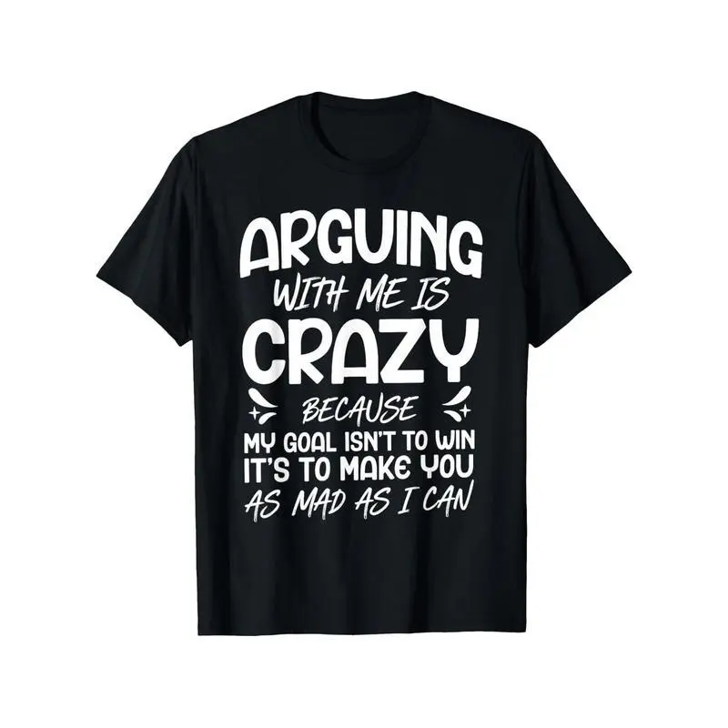 Men's Pure Cotton Knitting Stretch Regular Cut Short-Sleeve Tshirt - Funny "Arguing with Me Is Pointless I Knew I Was Wrong" Print, Round Neck, Lightweight Casual Top for Gym & Casual Wear, Machine Washable