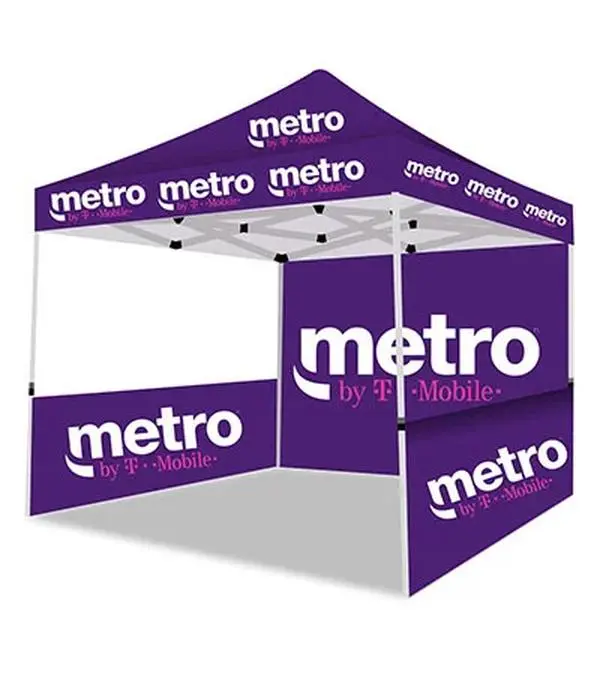 10×10 ft Metro by T-Mobile Pop-Up Canopy Tent with Back & Side Wall – Branded Outdoor Event Shelter for Marketing & Promotions
