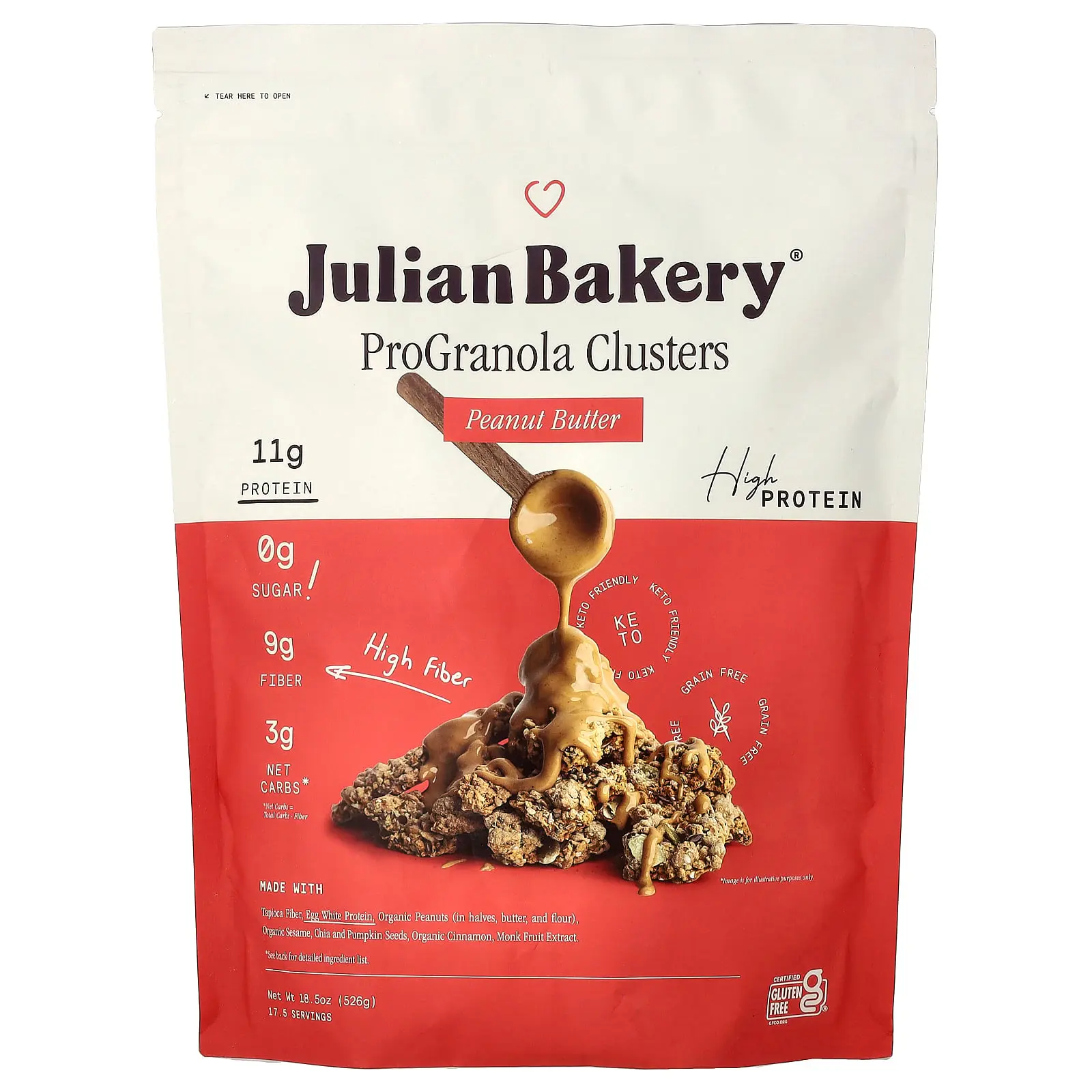 Julian Bakery ProGranola Clusters, Peanut Butter, 18.5 oz (526 g)