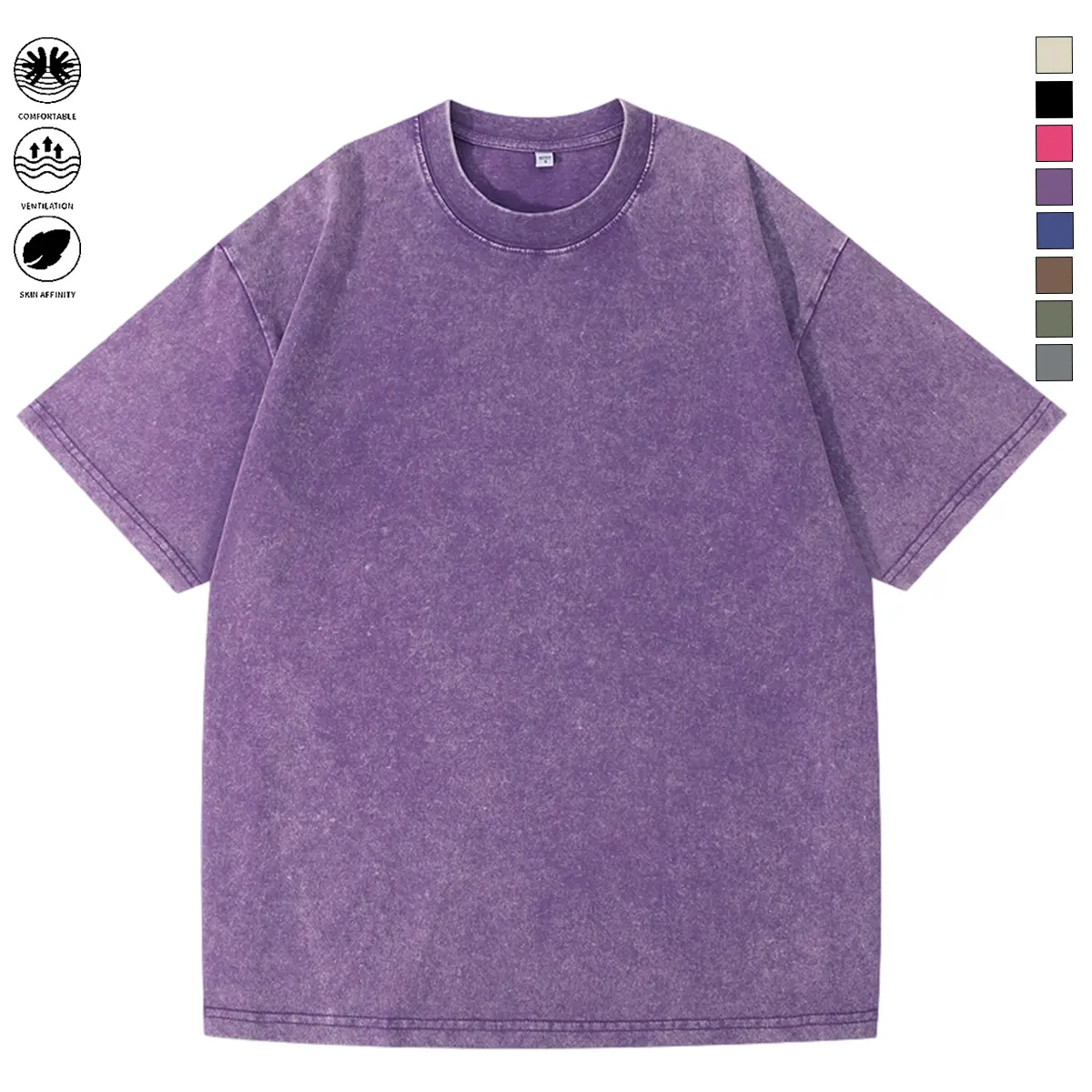Men's Basic T-Shirt, Loose Fit Solid Color Crew Neck in 100% Pure Cotton, Soft, Breathable and Easy Care Fabric, Top, Shortsleeve, Round Neck, Basic Tee, Tshirt, Breathable Wear, Clothes, Gray, M