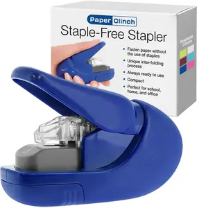 Paper Clinch Compact Staple-Free Stapler, Blue