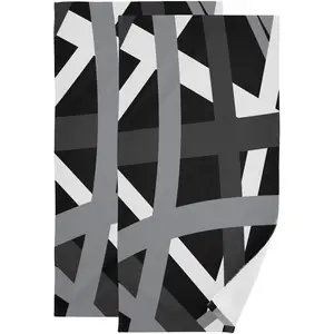 Grey Black and White Hand Towels for Bathroom Set of 2 Soft Absorbent Geometic Black Gray Stripes Abstract Kitchen Towel,Decorative Bathroom Towels for Bath Guest Shower  Hair Gym 14"x28"