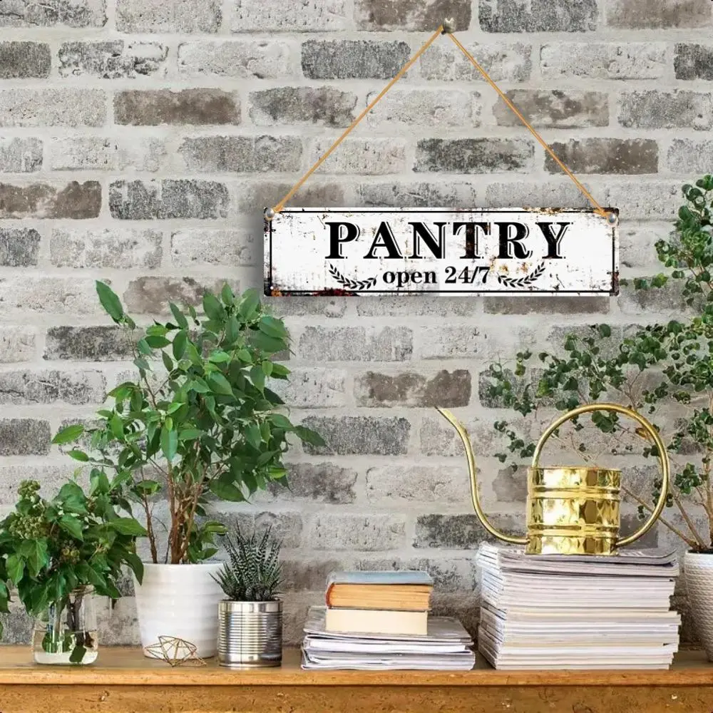 Vintage Metal Sign, Pantry Open 24/7 Letter Pattern Wall Art Decor, Wall Decor for Home Vintage Bar Dorm, Unique Gift Idea for Friends