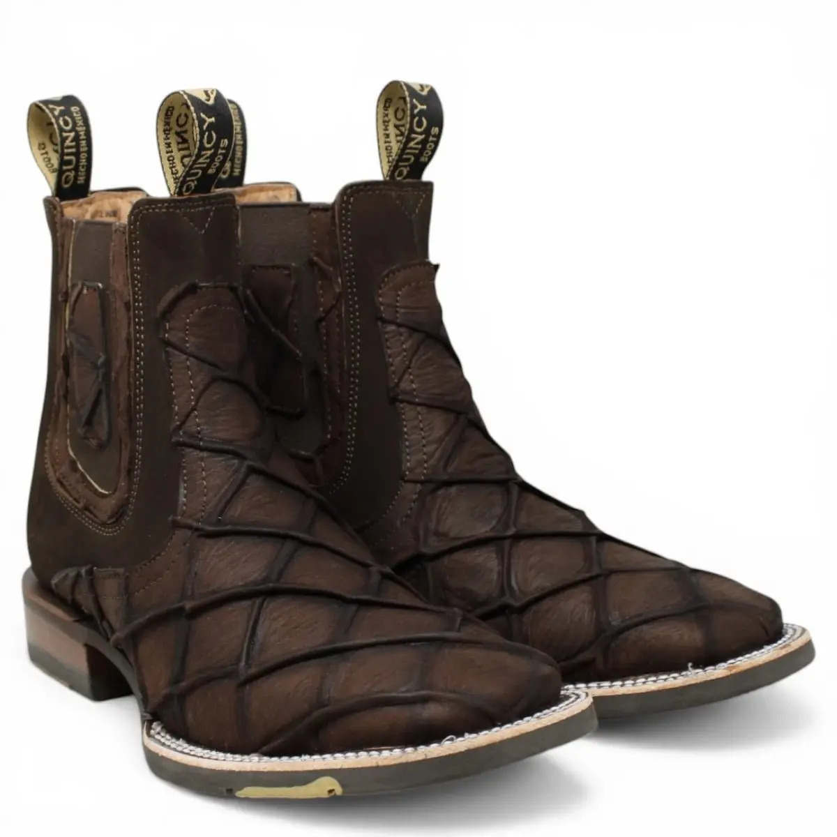 Botines Vaquero Cafe con Punta Cuadrada Q82BU1016