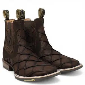Botines Vaquero Cafe con Punta Cuadrada Q82BU1016