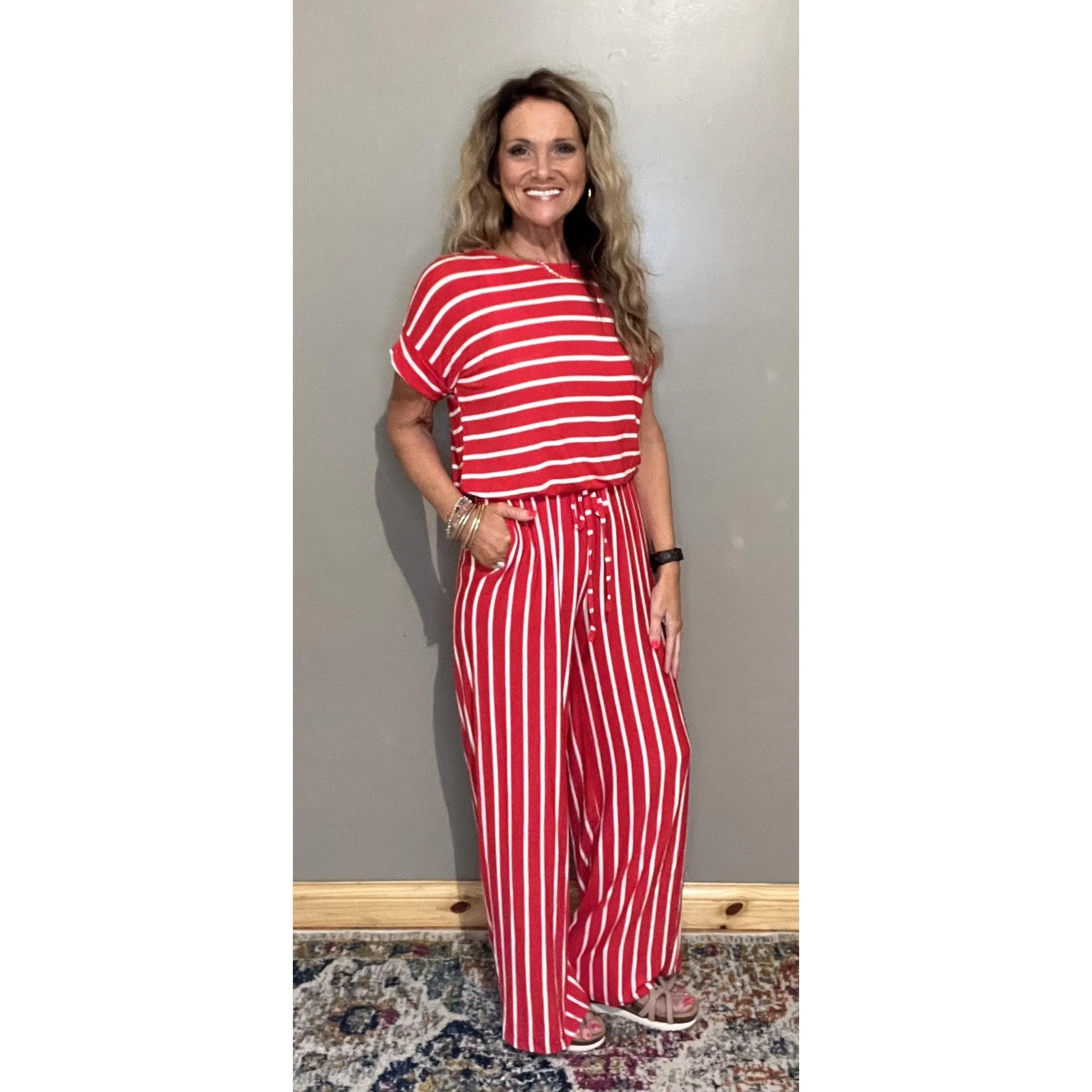 Short Sleeve Sunday Brunch Red Jumper