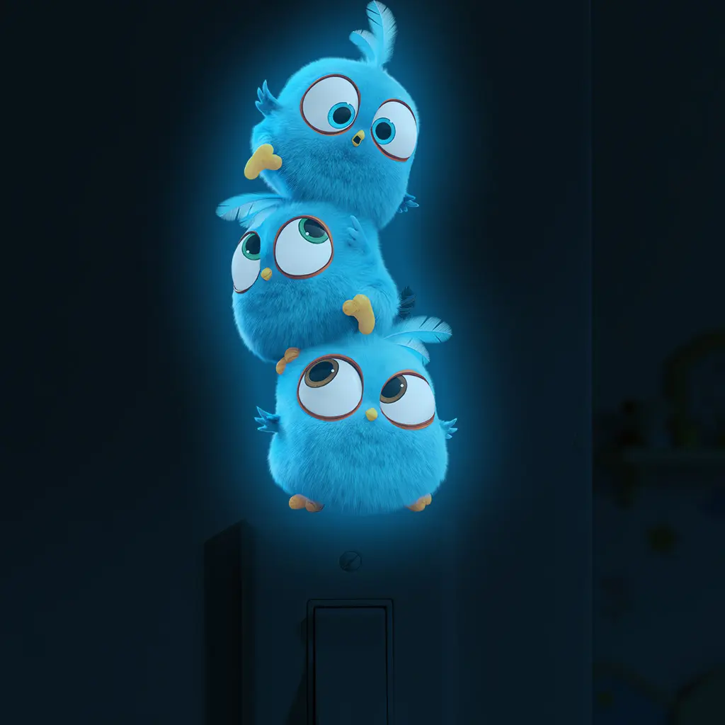 1pc stacked bird night light switch sticker, night light sticker, self-adhesive easy to tear wall sticker, suitable for various home decoration styles, essential for home life, fashionable and versatile, suitable for all seasons