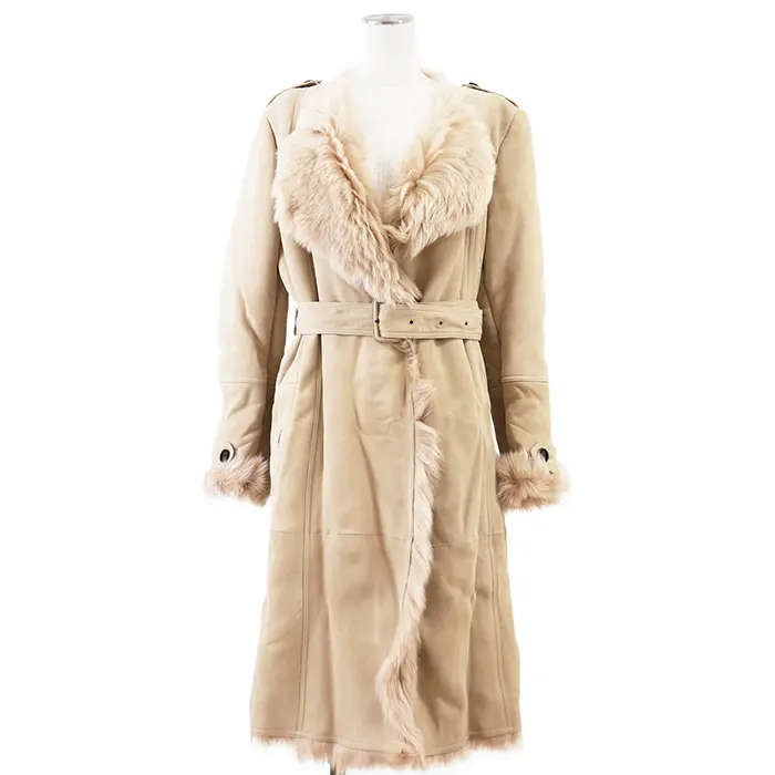 Pre-owned BURBERRY Lambskin Small Leather Goods London Sheepskin Coat