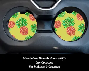 Pink Pineapples Car Coasters - Upgrade Your Car Interior with Stylish and Functional Car Coasters