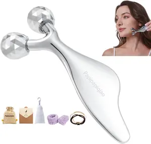 Face Roller Lymphatic Drainage,Face Rollers,Facial Roller,Face Sculpting Tool,Facial Massager– Cooling Metal Face Depuffer, Anti-Puffiness, Prop 65 Tested