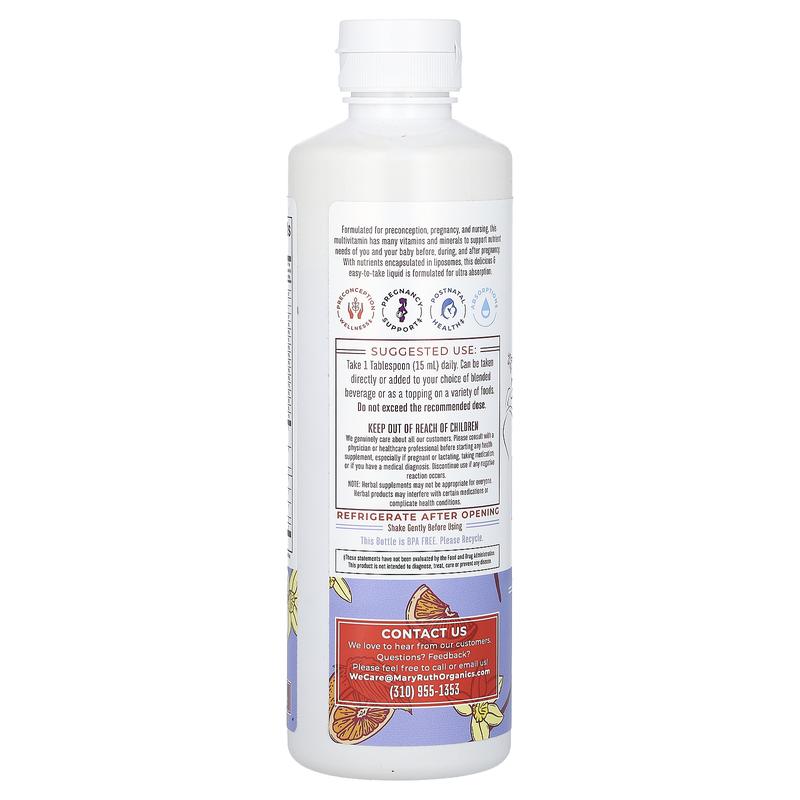 MaryRuth's Prenatal & Postnatal Multivitamin Liposomal, Orange Vanilla, 15.22 fl oz (450 ml)