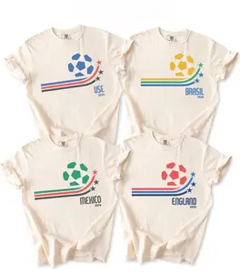 Comfort Colors Unisex Retro Soccer Tshir, Brazil, Argentina, USA, Mexico, England, Portugal, France, Germany, World Soccer 2026