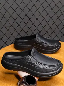 Men's Casual Plain Slides, Fashionable Breathable Comfortable Slippers for Indoor Outdoor Wear, Male All-match Round Toe Slippers for Daily Wear, Walking Shoes, Thick Bottom Slippers