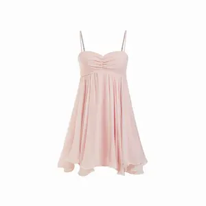 Cider Chiffon Sweetheart Asymmetrical Hem Mini Dress