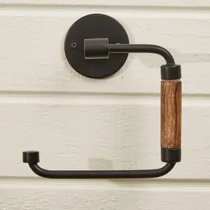 Wood & Iron Toilet Tissue Holder