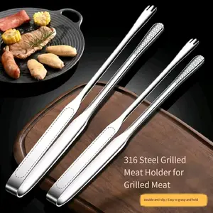 2PCS Kitchen Cooking Tongs Tweezers,Steel Kitchen Utensils,Metal Fine Tweezers Tongs with Precision Serrated Tips for Chef,Serving Food,Grill,Culinary,Pasta,Salad,BBQ