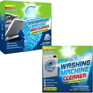 Washing Machine Cleaner & Dishwasher Cleaner Tablets - 48-Pack Bundle Compatible with Front Loader - Top Loader & He Machines and all Dishwashers Removes Buildup Lime Scales and residues - Septic Safe