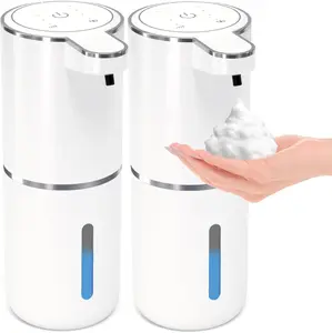 2 Pack Luxury Automatic Foam Soap Dispenser, Infrared Touchless Sensor Hand Soap Pump, Wall Mount & Countert,smart soap dispenserop Rechargeable Dispenser, Type-C Charging for Modern Bathroom Kitchen Home Decor household