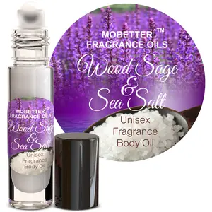 Wood Sage and Sea Salt Fragrance Body Oil (10ml Roll On) by Mobetter Fragrance Oils