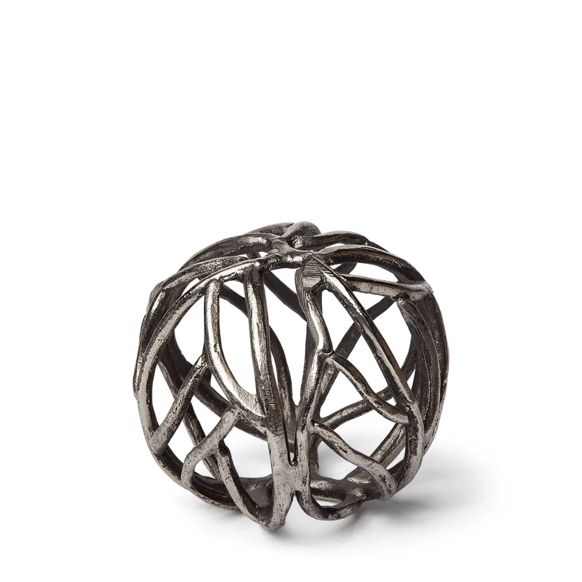 360 stand Contemporary Silver Solid Metal Tree Branch Sculpture - 5x5x5 in. Hollow Orb Rustic Design Table Decor, Living Room Decor, Modern Decorations Ornaments Home Statue, Contemporary Sculptural Statues, Decorative Accent Statues