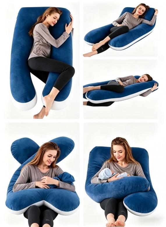 U Shaped Full Body Pillow, Soft Velvet Support Pillow for Sleeping, Relaxing & Daily Use, Washable Cover Comfort Home Pillow, Perfect Gift for Family & Friends