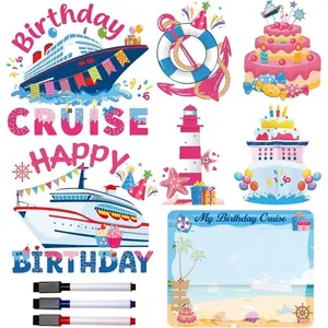 7pcs Pink Nautical Cruise Magnets with Ship Steering Wheel & Designs - Rubber Ovular Fridge Magnets Set Suitable for Car, Dishwasher, Cruise Cabin Decor - Non-Slip Teen Room & Maritime-Themed Birthday Party Decorations (7 Magnets)