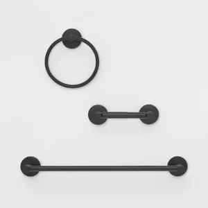 3pc Bath Hardware Set Black - Threshold