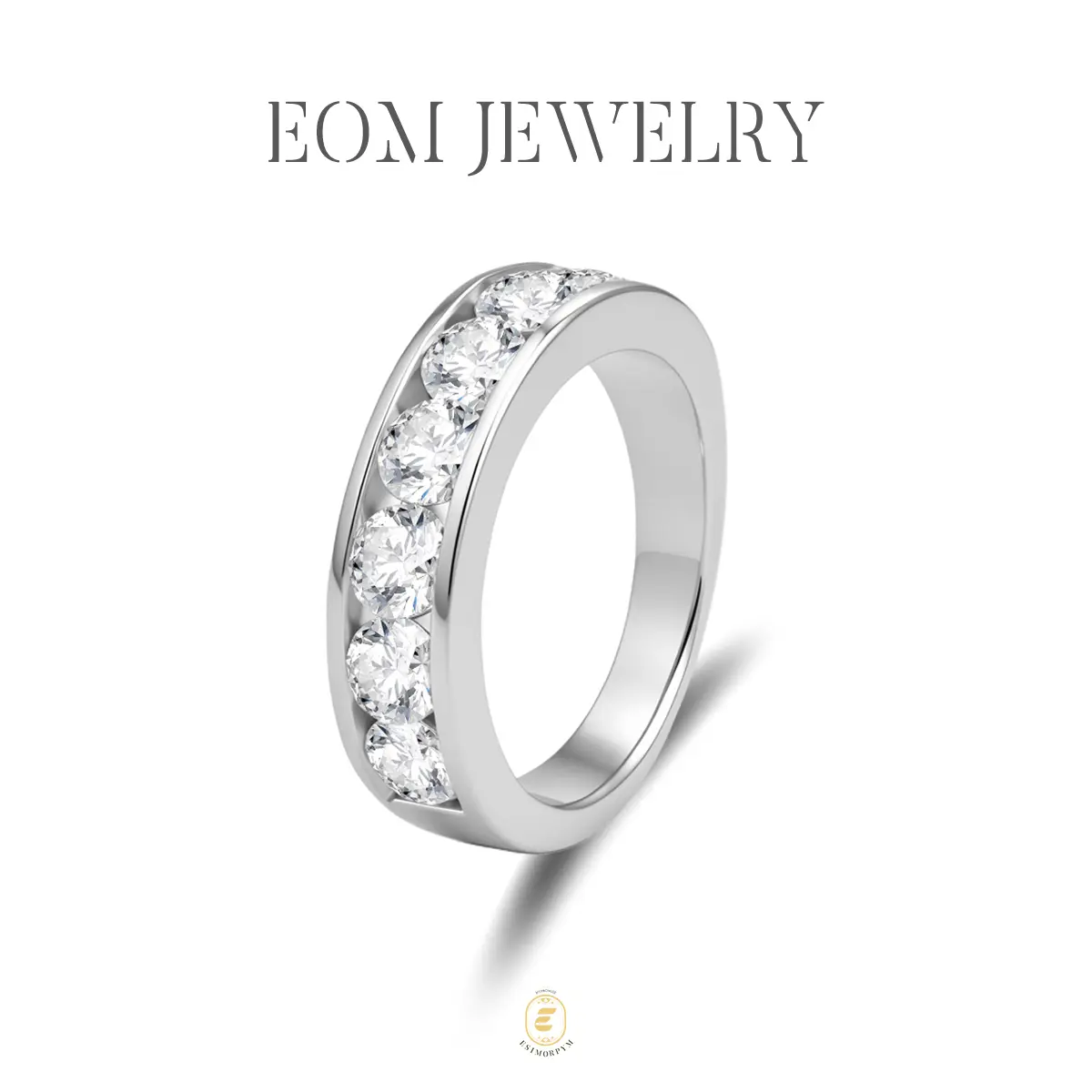 Moissanite 2.1ct Starlit Path Eternity Ring Silver-Plated Jewelry Wedding Engagement Anniversary Valentine's Day Birthday Gift Daily Wear