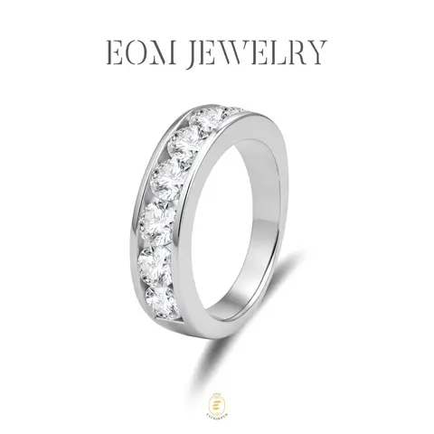 Moissanite 2.1ct Starlit Path Eternity Ring Silver-Plated Jewelry Wedding Engagement Anniversary Valentine's Day Birthday Gift Daily Wear