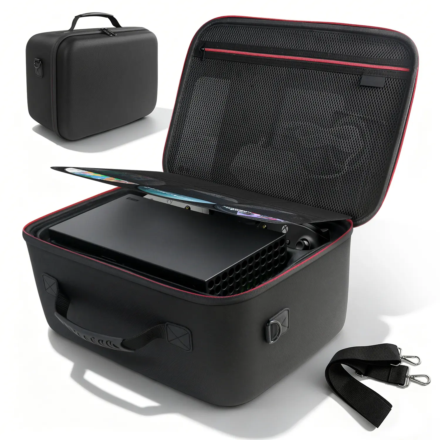 Xbox Series X Carrying Case Hard EVA Shell, Waterproof Shockproof Dustproof Travel Bag for Xbox Series X Console, Extra Large Capacity Holds Controller Headset Games Cables, Impact Resistant Protective Pouch, Essential Gift for Gamers