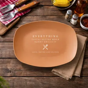 Custom Dad Grill Plate Daddy Grilling Platter Gift Personalized BBQ Tray for Him Dads Grilling Plate Birthday Father's Day Gifts from Kids