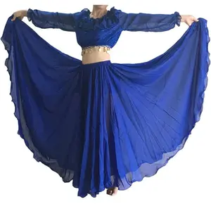 Women's Belly Dance Skirt Tribal Chiffon Full Skirt,Praise Dance Skirt,Mexican Skirt