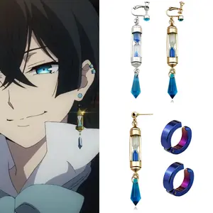 Anime Vanitas Earrings The Case Study of Vanitas No Karte Props Hourglass Earrings Ear Cuff Cosplay Jewelry Ear Studs Gifts