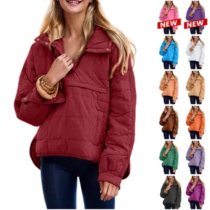 Molitree Women's Oversized Hooded Puffer Jacket Quilted Lightweight Winter Warm Pullover Padded Hoodies Coat