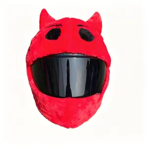 Plush Animal Helmet Protector, Devil Headgear for Men and Women, Unisex Fit, Full Helmet Cover, Full Coverage, Unique and Stylish Design, Perfect for All Seasons