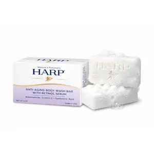 HARP Anti-Aging Body Wash Bar With Retinol Serum + Niacinamide, Vitamin E, Hyaluronic Acid. 100% Syndet Base. Soap/Lye-Free and Fragrance Free and no fragrance masking agents. Skin Repair Bar.