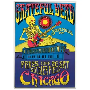 Grateful Dead 1992 Chicago Vintage Concert Poster. Music Poster. Vintage Poster Unframed