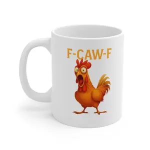 Funny Chicken Mug, F-Caw-F Coffee Cup, Humorous Drinking Mug, Gift