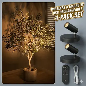 4-Pack Rechargeable Wireless LED Spotlight, Magnetic Accent Lighting with Remote, 3000K Warm White Under Cabinet Light, No Drill Picture Light for Paintings, Art, Closet, Display (Rotatable) lamp